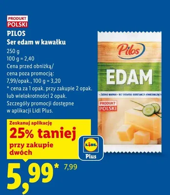 Ser edam w kawałku Pilos promocja w Lidl