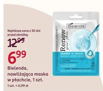Nawilżająca maska w płachcie Bielenda Renew promocja w Rossmann