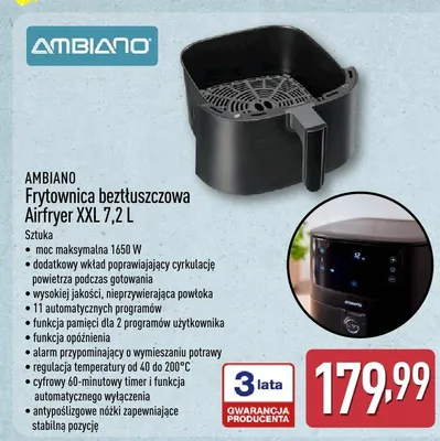 Frytownica beztłuszczowa Airfryer XXL 7,2 L promocja w Aldi