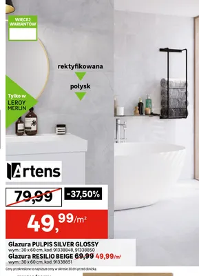 Glazura Resilio Beige 30x60 cm Artens promocja w Leroy Merlin