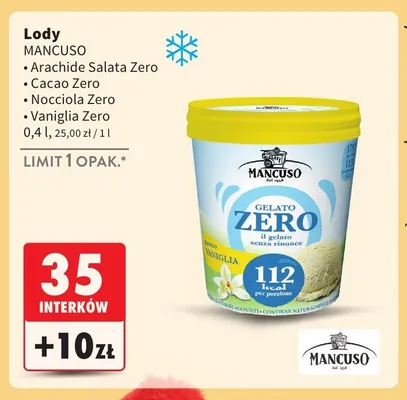 Lody Mancuso Cacao Zero promocja w Intermarche