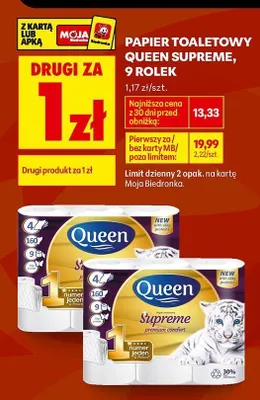 Papier toaletowy Queen Supreme Premium Comfort promocja w Biedronka
