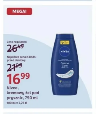 Kremowy żel pod prysznic Nivea promocja w Rossmann