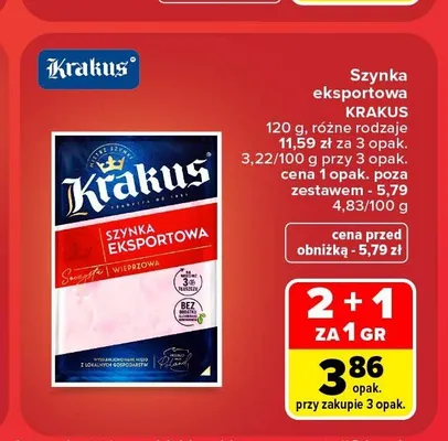 Szynka eksportowa Krakus promocja w Carrefour