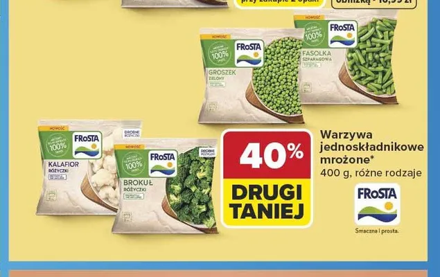 Warzywa jednoskładnikowe mrożone Frosta Fasolka szparagowa promocja w Carrefour