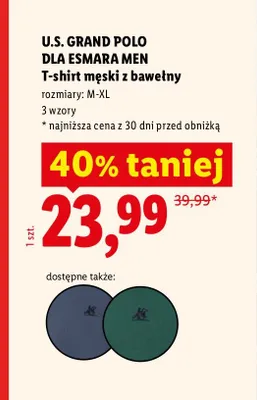 T-shirt męski z bawełny U.S. Grand Polo dla Esmara Men promocja w Lidl