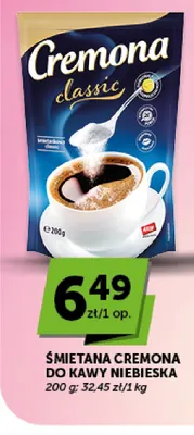 Śmietana Cremona do kawy niebieska promocja w Euro Sklep