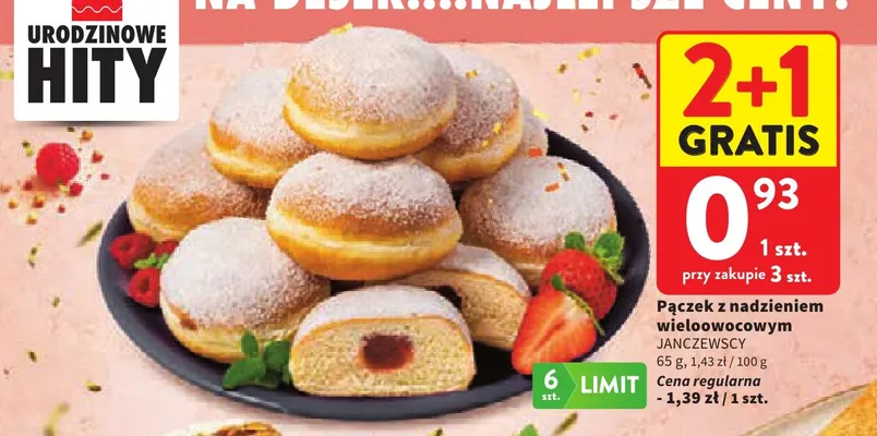 Pączek z nadzieniem wieloowocowym Janczewscy promocja w Intermarche
