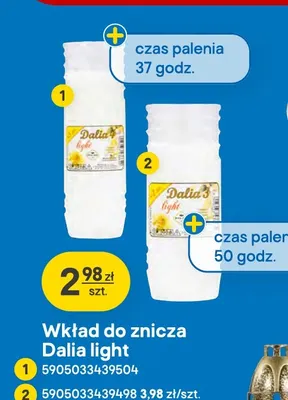 Wkład do znicza Dalia light czas palenia 50 godz. promocja w Castorama