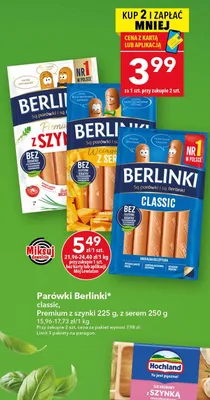 Parówki Berlinki z serem promocja w LEWIATAN