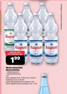 Woda mineralna Muszynianka niskonasycona promocja w Netto