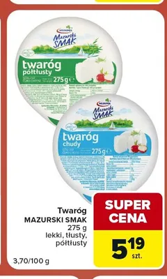 Twaróg Mazurski Smak półtłusty promocja w Carrefour Market