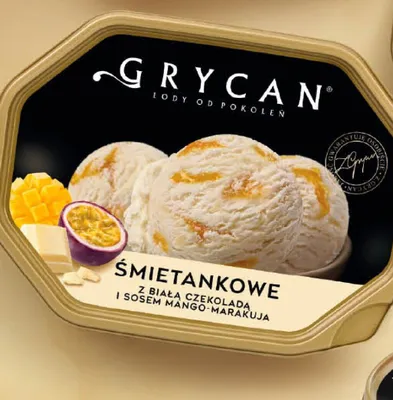 Lody śmietankowe z białą czekoladą i sosem mango-marakuja Grycan promocja w POLOmarket