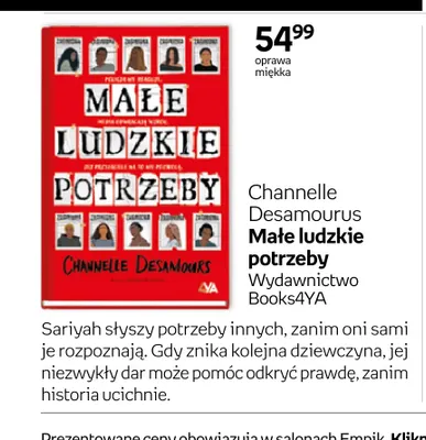 Książka Małe ludzkie potrzeby Channelle Desamours promocja w Empik