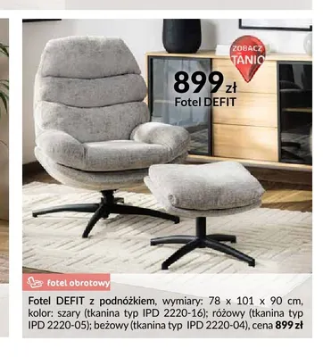 Fotel Defit z podnóżkiem promocja w Salony Agata