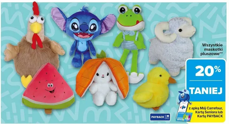 Wszystkie maskotki pluszowe różne rodzaje promocja w Carrefour