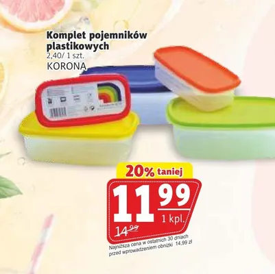 Komplet pojemników plastikowych promocja w Prim Market