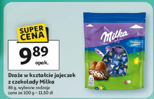 Draże w kształcie jajeczek z czekolady Milka, wybrane rodzaje promocja w Auchan