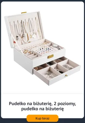 Pudełko na biżuterię 2 poziomy promocja w Amazon