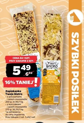 Zapiekanka z pieczarkami i serem mozzarella Twoje Bistro promocja w Netto