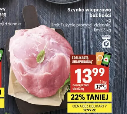 Szynka wieprzowa bez kości promocja w Delikatesy Centrum