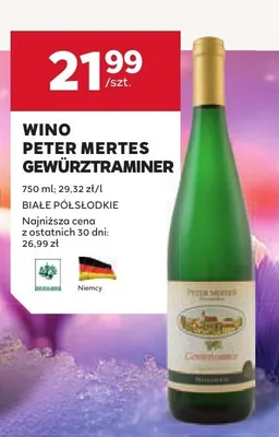 Wino Peter Mertes Gewürztraminer białe półsłodkie promocja w Stokrotka