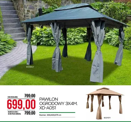 Pawilon ogrodowy 3x4m XD-A051 300/400/275cm promocja w Abra Meble
