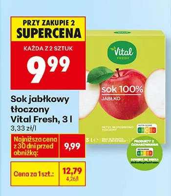 Sok jabłkowy tłoczony 100% promocja w Biedronka