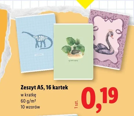 Zeszyt A5 16 kartek w kratkę promocja w Lidl