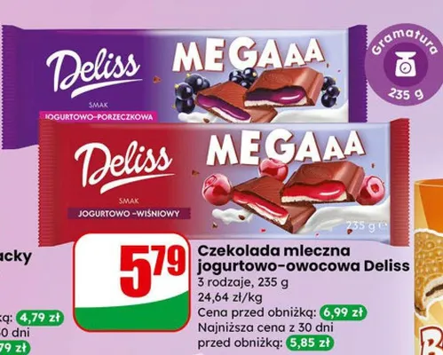 Czekolada mleczna jogurtowo-wiśniowa Megaaa promocja w Dino