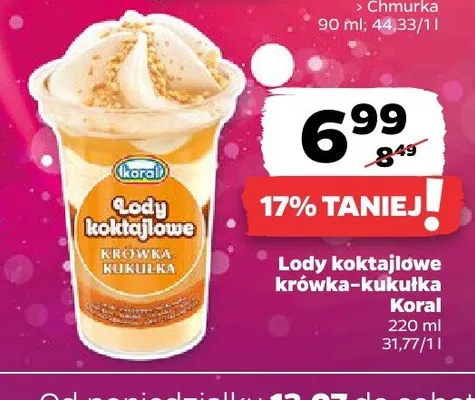 Lody koktajlowe krówka-kukułka Koral promocja w Netto