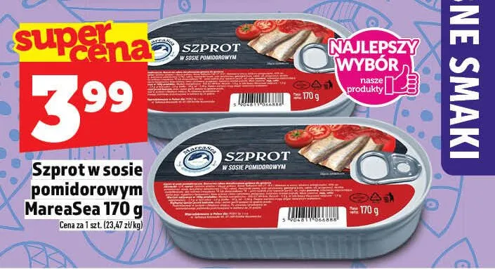 Szprot w sosie pomidorowym MareaSea promocja w TOPAZ