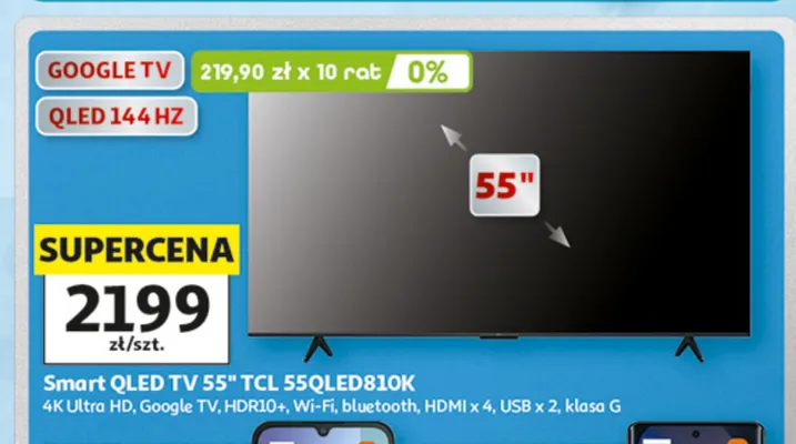 Telewizor Smart Qled Tv 55" Tcl 55QLED810K promocja w Auchan