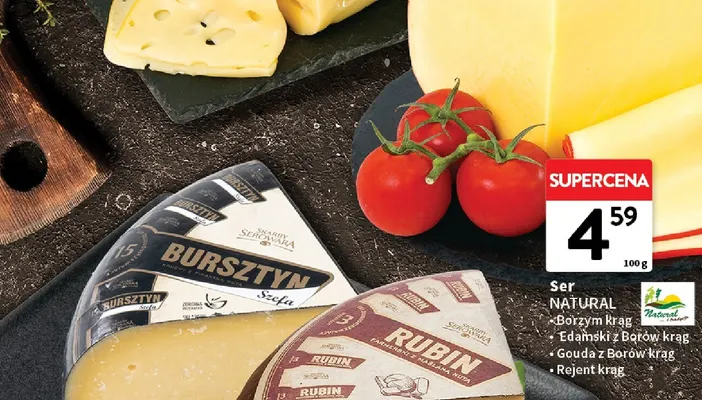 Ser Edamski z Borów krąg Natural promocja w Intermarche