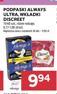 Podpaski Always Ultra promocja w Stokrotka