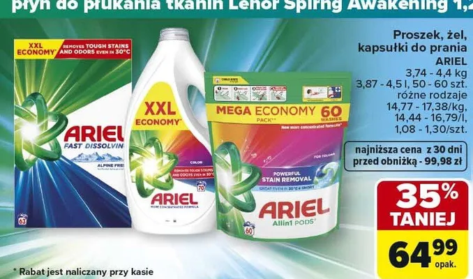 Proszek, żel, kapsułki do prania różne rodzaje promocja w Carrefour Market