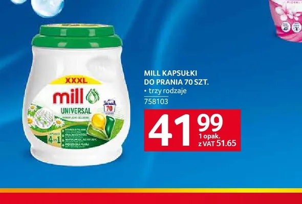 Kapsułki do prania Mill promocja w Selgros