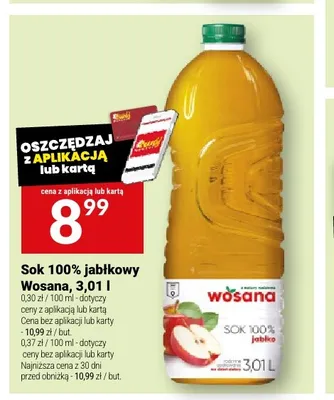 Sok jabłkowy Wosana 100% promocja w Twój Market