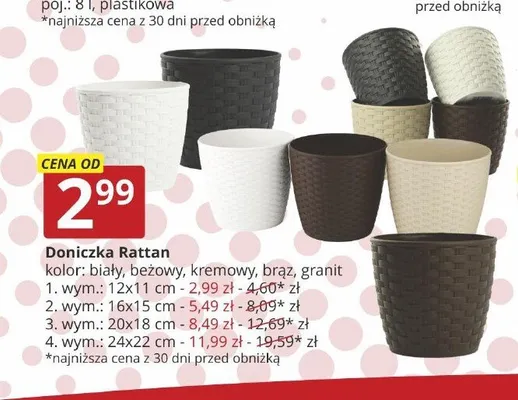 Doniczka Rattan 12x11 cm promocja w Prymus AGD