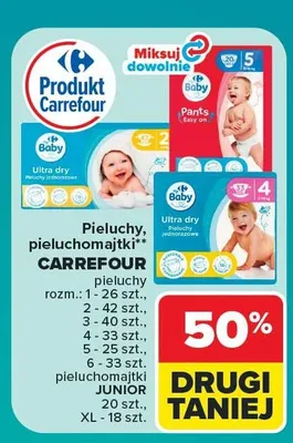 Pieluchy jednorazowe Carrefour Baby Ultra Dry promocja w Carrefour