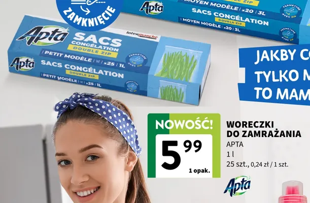 Woreczki do zamrażania Apta 1 l promocja w Intermarche