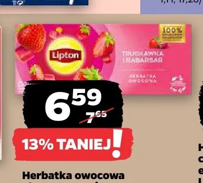 Herbatka owocowa ekspresowa Lipton malinowa promocja w Netto