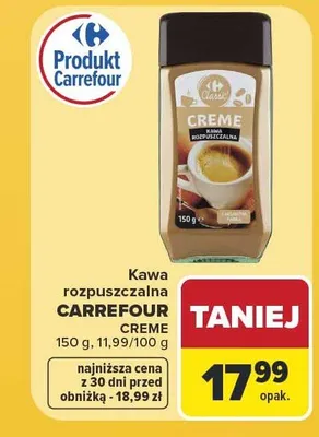 Kawa rozpuszczalna Carrefour Classic Crema promocja w Carrefour