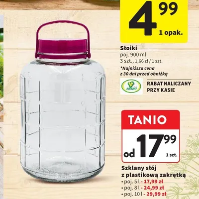 Szklany słój z plastikową zakrętką promocja w Intermarche