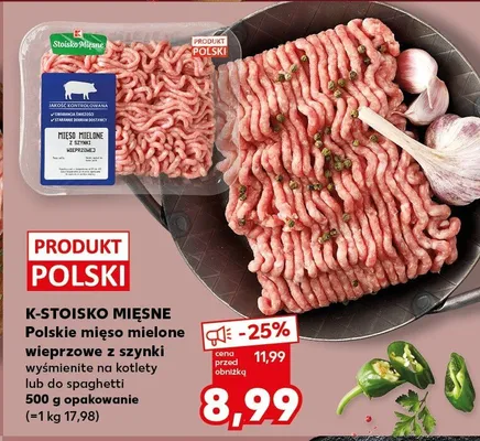 Polskie mięso mielone wieprzowe z szynki wyśmienite na kotlety lub do spaghetti promocja w Kaufland