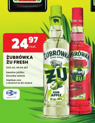 Wódka smakowa Żubrówka Żu Fresh Limonka Wiśnia promocja w Stokrotka