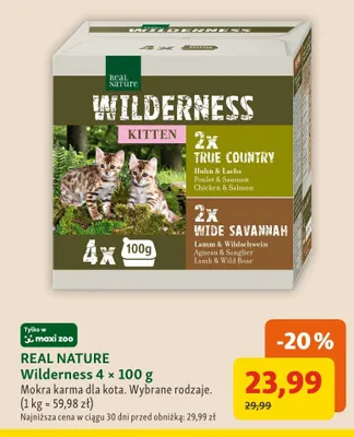 Mokra karma dla kota REAL NATURE Wilderness 4-pak promocja w MAXI ZOO