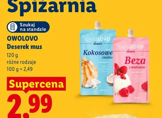 Deserek mus beza z malinami Owolovo promocja w Lidl