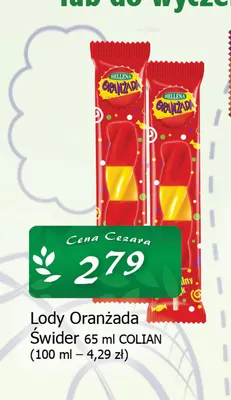 Lody Oranżada Świder Colian promocja w CEZAR Delikatesy