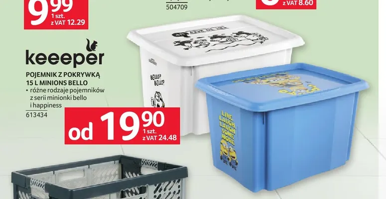 Pojemnik z pokrywką 15 l Minions Bello Keeeper promocja w Selgros